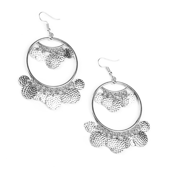 NWOT Dangly Coin Hoop Earrings - Picture 3 of 6